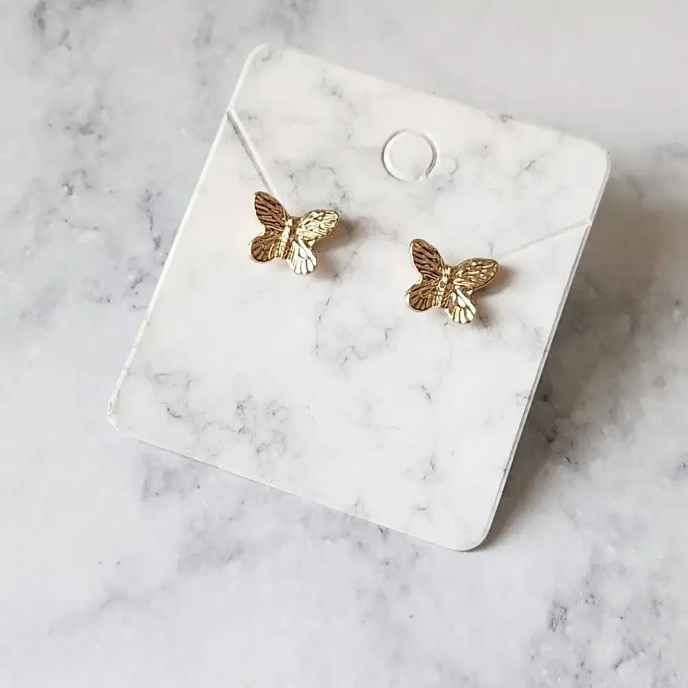 Butterfly Stud Earrings Gold Plated